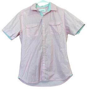 Paper Denim & Cloth Classic Fit Polka Dot Button Down Shirt Sz Small Pink Cotton